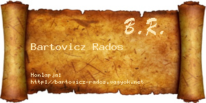 Bartovicz Rados névjegykártya